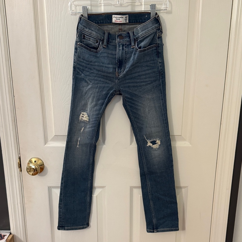 Abercrombie kids Boy’s Ripped Dark Blue Skinny Jeans